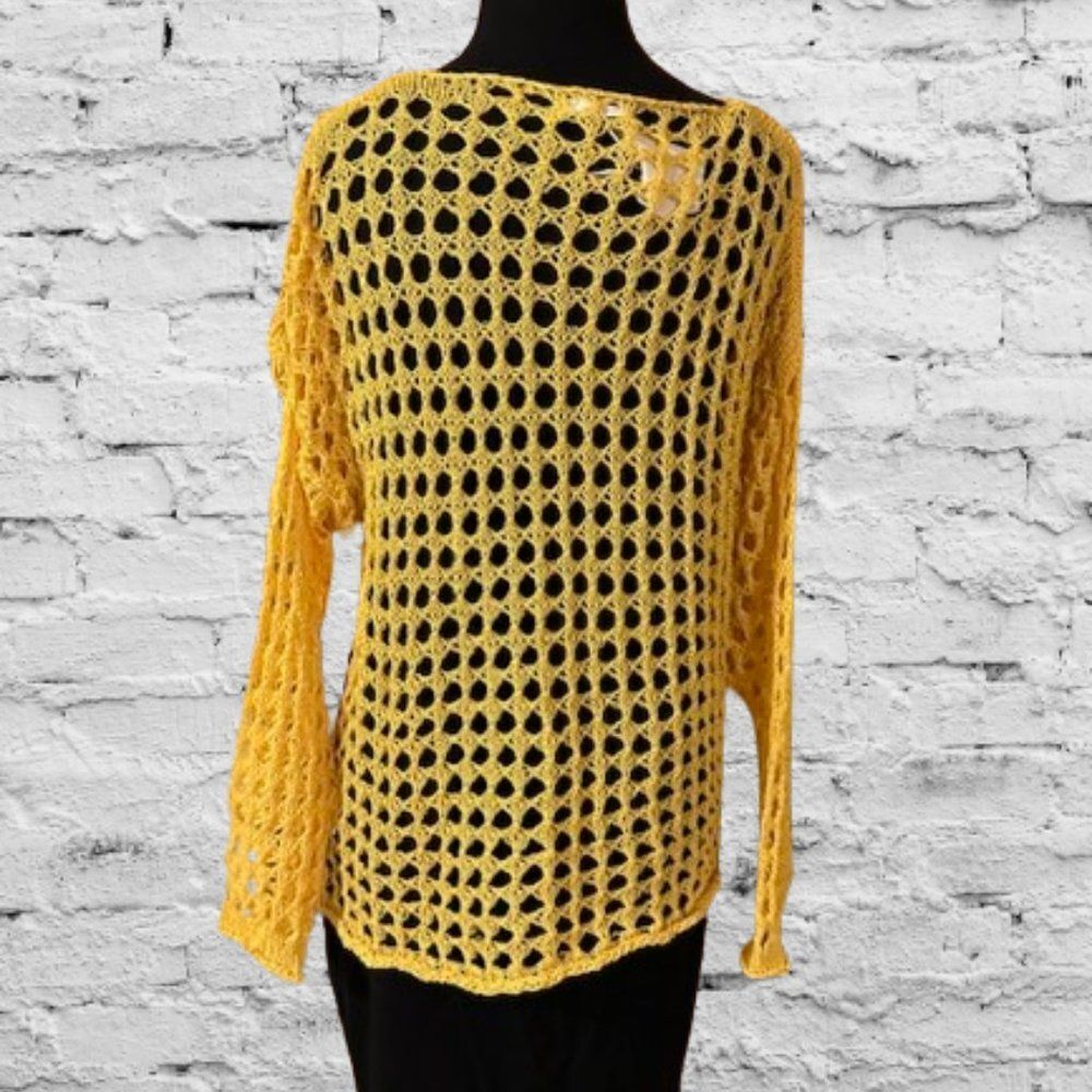 Yellow Hollow Out Sweater Top (2) 4122 NWT Boutique - Picture 4 of 8